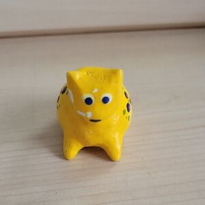Yellow Ceramic Pottery Cat Ocarina Whistle